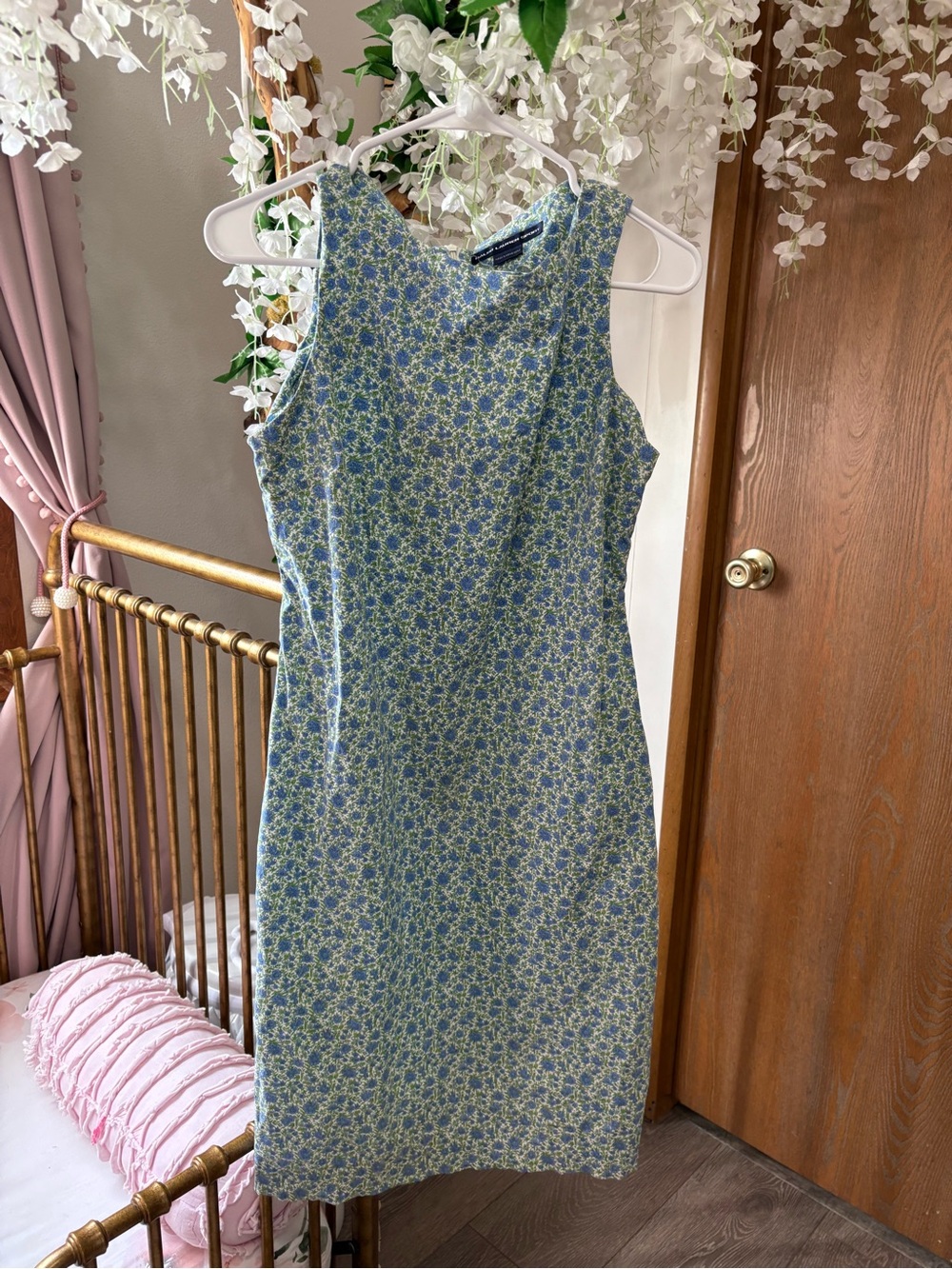 Ralph Lauren Sport Blue and Green Floral Sleeveless Sheath Dress